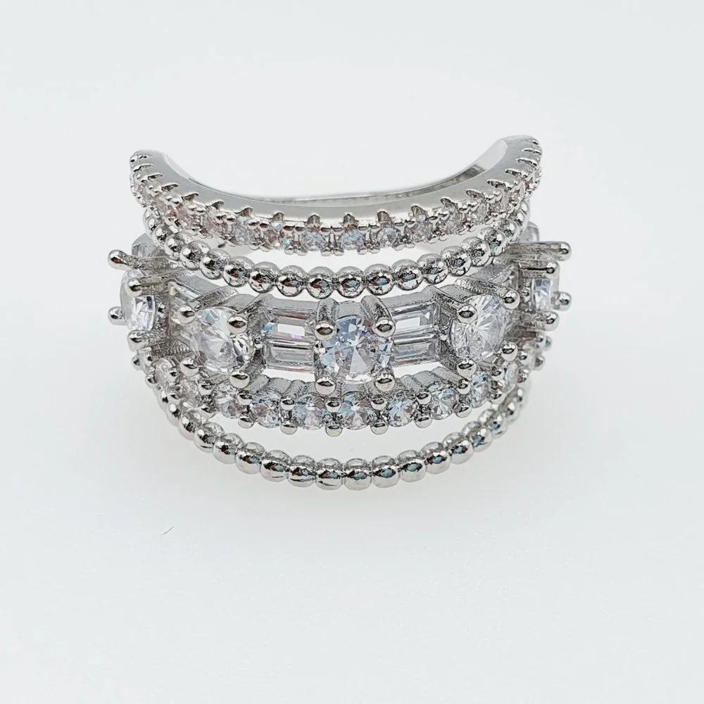 💥 Latest Design 925 Silver Plated White CZ Wedding Ring, FB16FA1133